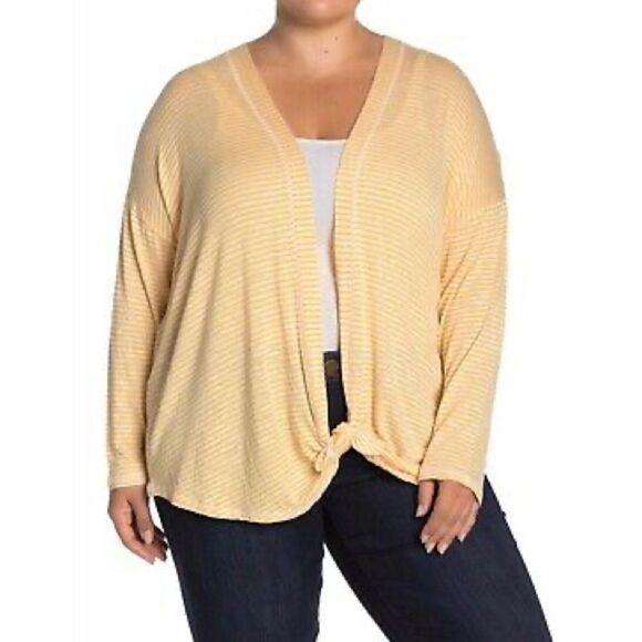 bobeau Tops - NWT Bobeau Striped Front Tie Cardigan Size 1X